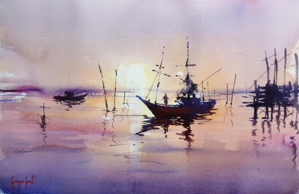Tranquil Sunset Reflections by Giorgio Gosti — canvas wall art