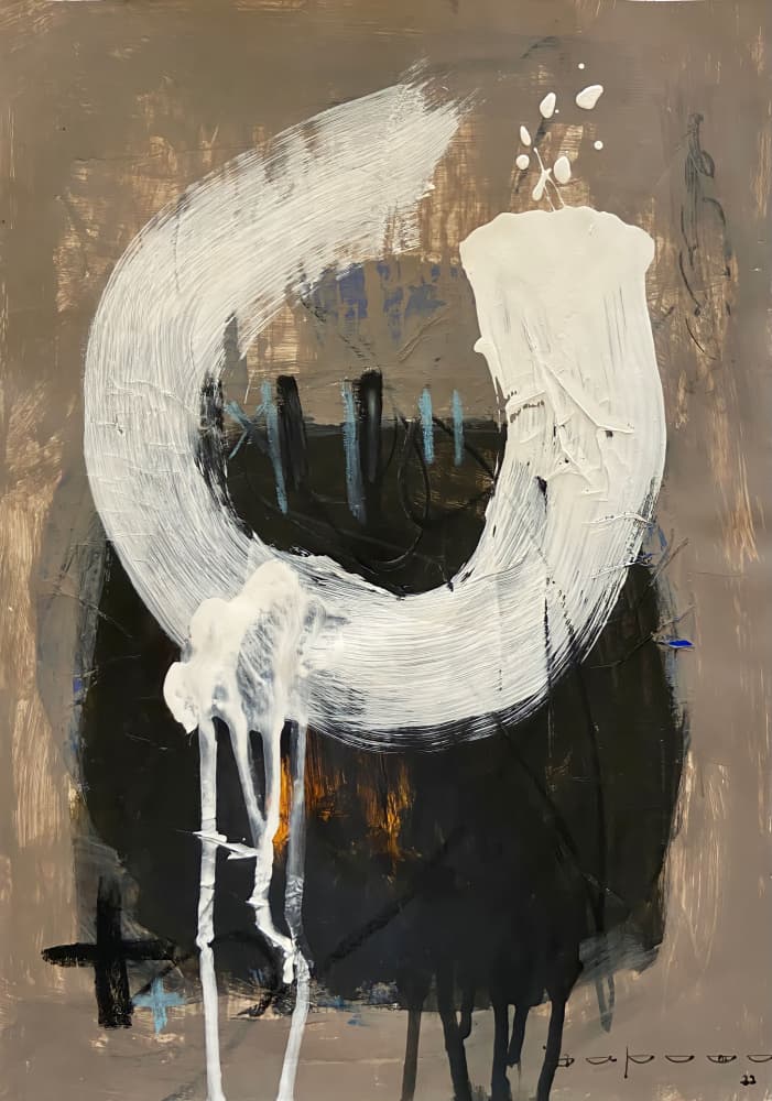 Expressive White Strokes by Afranio Raposo — canvas wall art