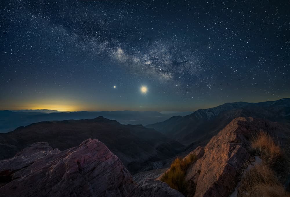 Milky Way Over Mountains by Ruiqing P. — canvas wall art