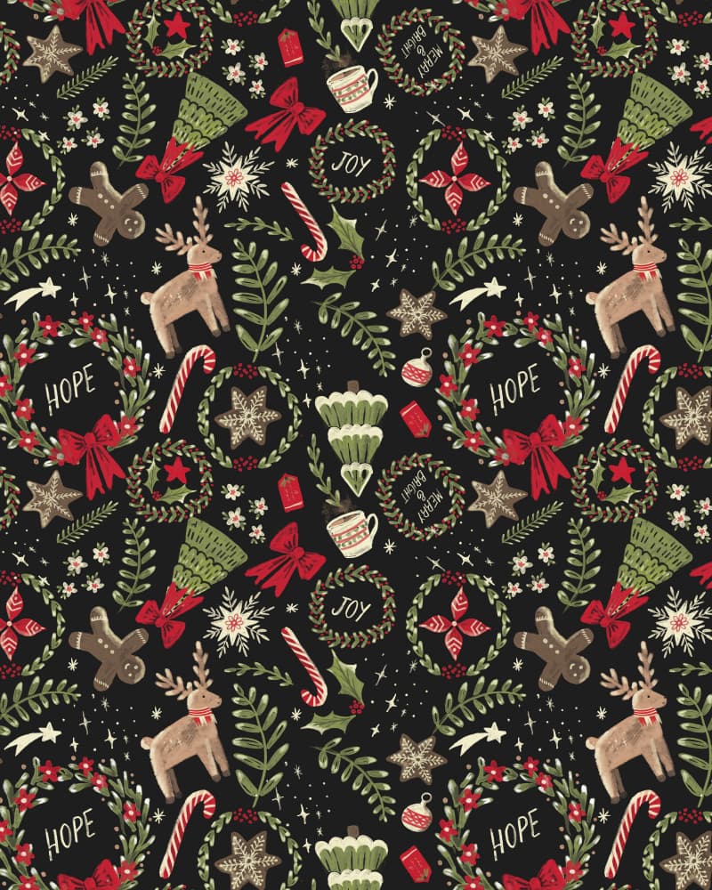 Magical Christmas Black Pattern by Anis Illustration — canvas wall art
