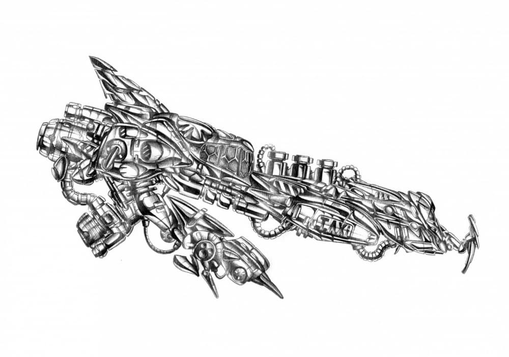 Science Fiction Cyborg Art Drawing Sketch 110 by Kulik — canvas wall art