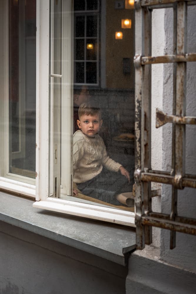 Quiet Boy at Window by Alan Kwang — canvas wall art