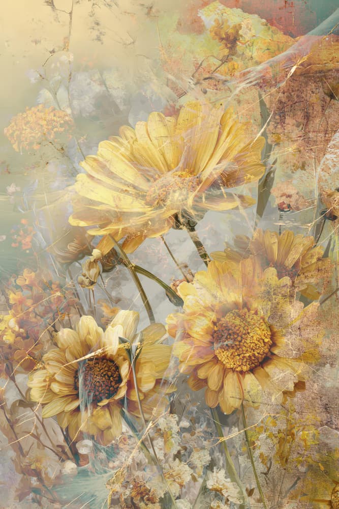 Faded Yellow Blooms by Rafal Kulik — canvas wall art