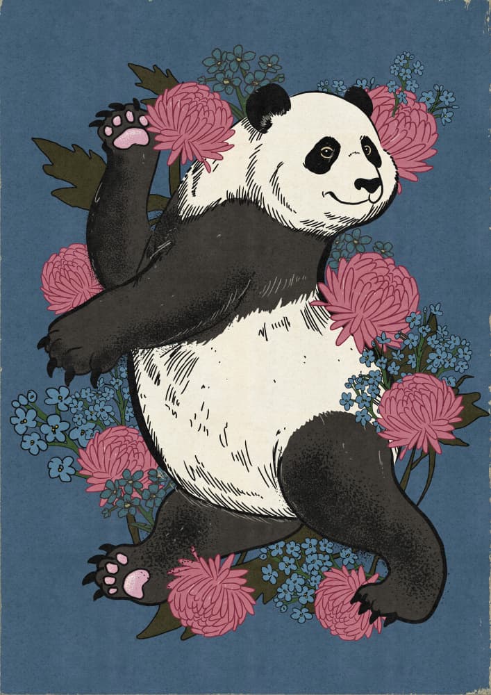 Dancing Panda Blooms by Nicholas — canvas wall art