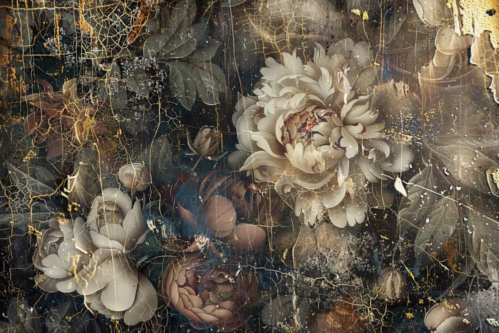 Cracked Peony Still Life by Rafal Kulik — canvas wall art