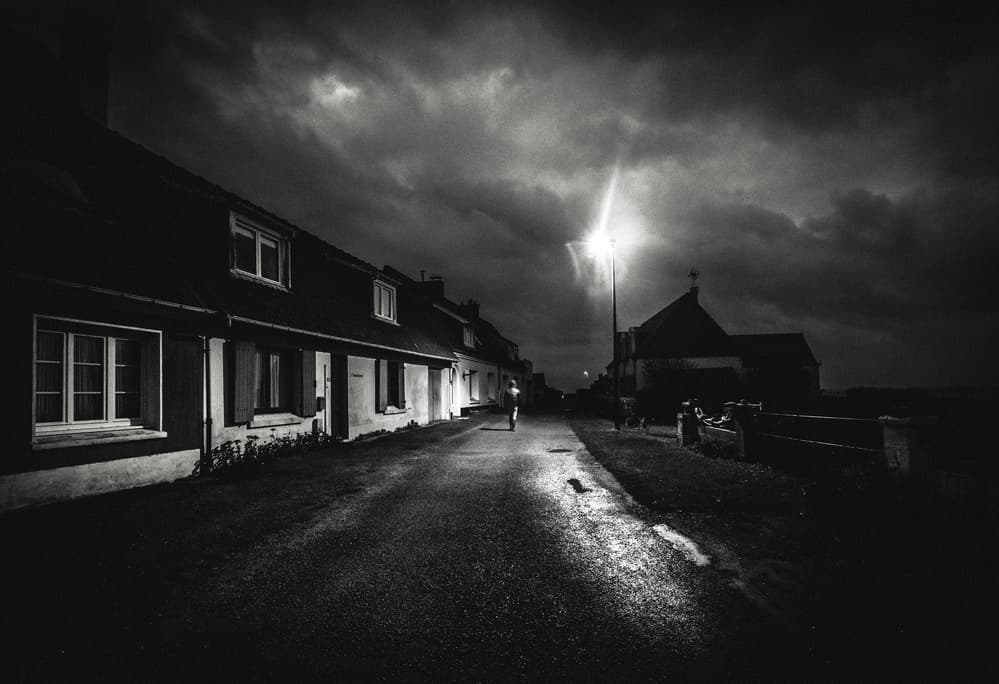 Moody Village Night by Christophe Staelens — canvas wall art