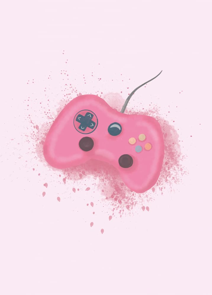 Pink Game Controller Splash by Aminah Eleonora — canvas wall art
