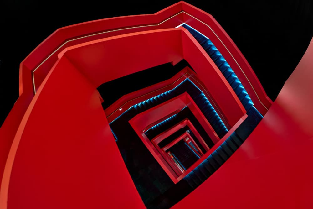 Red Geometric Architecture by MingLun Tsai (蔡明倫) — canvas wall art