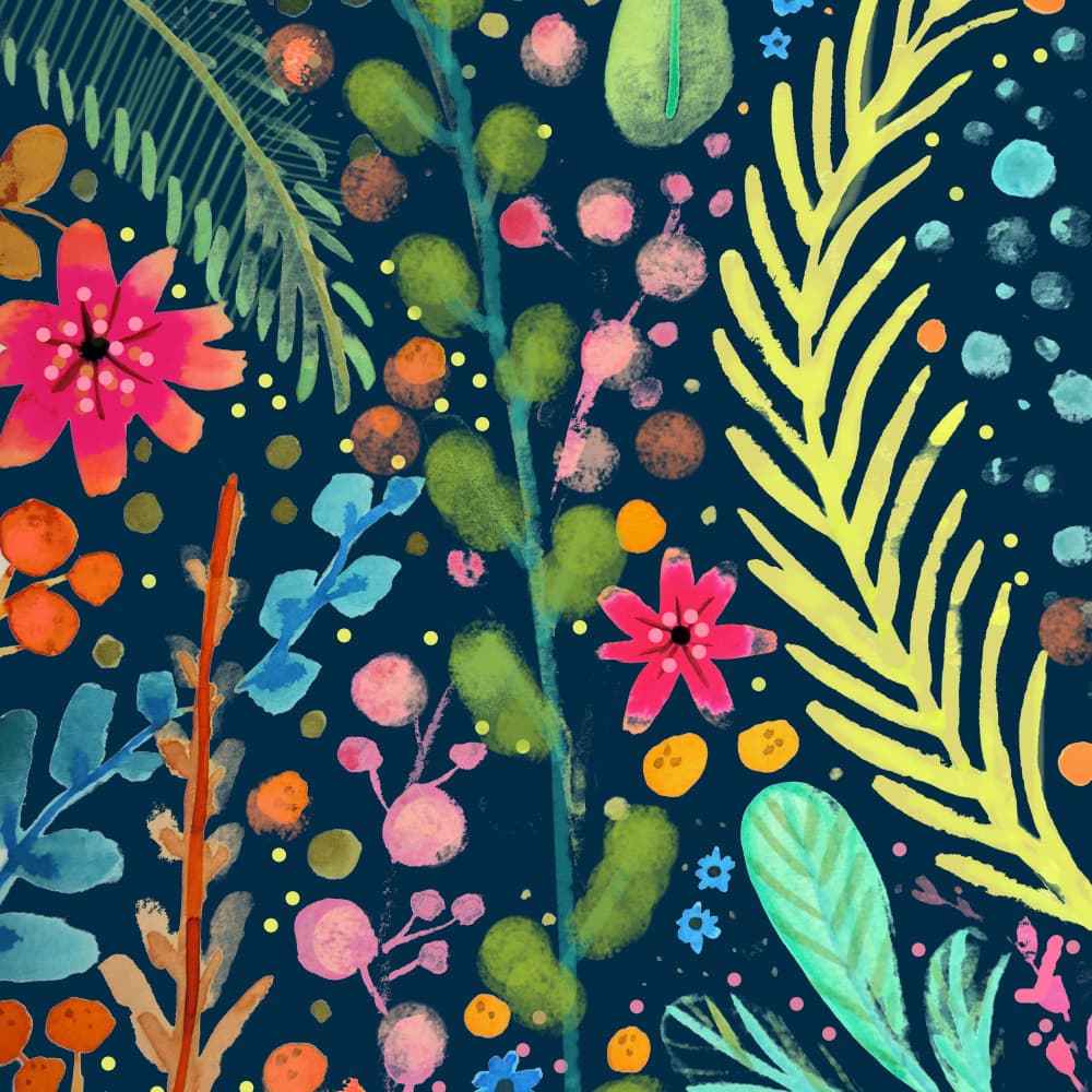 Vibrant Botanical Garden by Sylvie Demers — canvas wall art