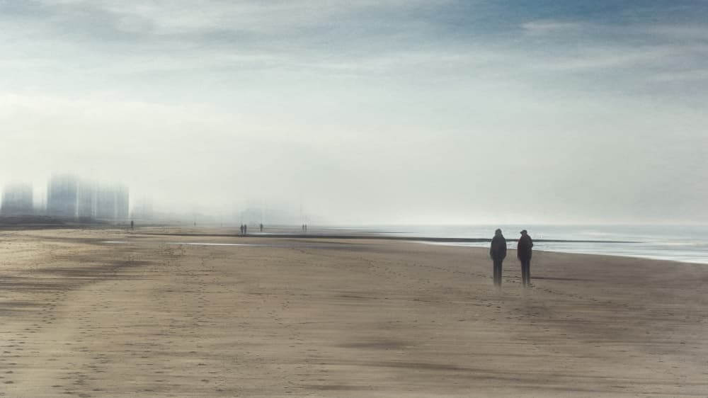 Misty Beach Walk by Bruno Flour — canvas wall art