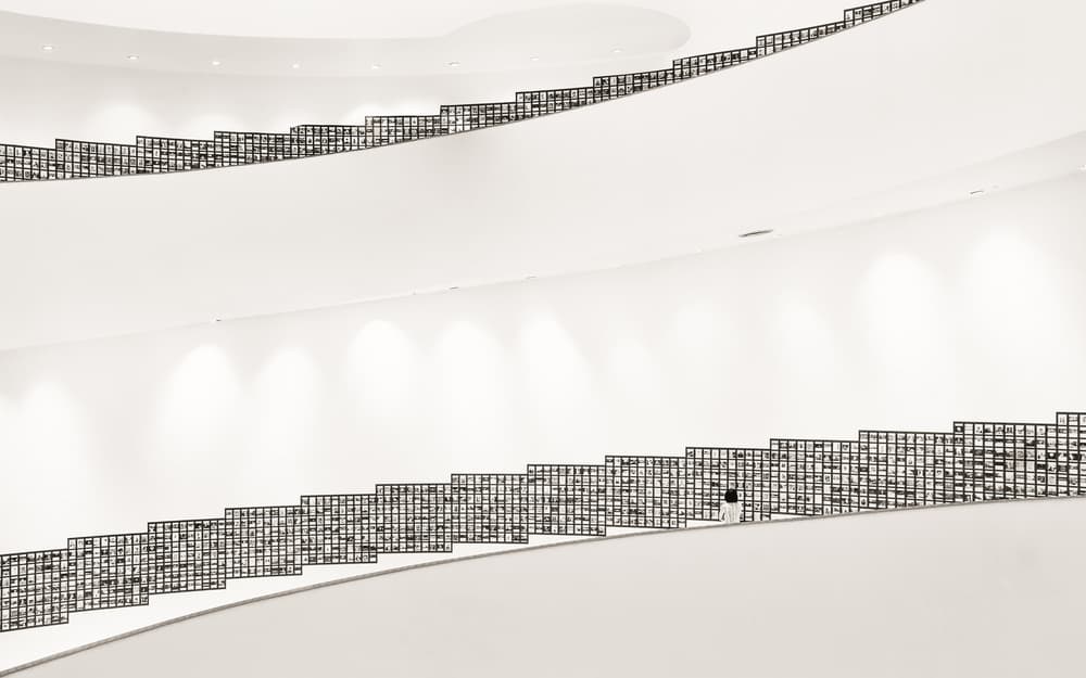 Architectural White Staircase by Gloria Salgado Gispert — canvas wall art