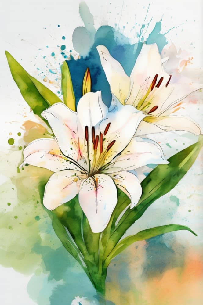 Watercolor Lilies Bloom by Anda Bieza — canvas wall art