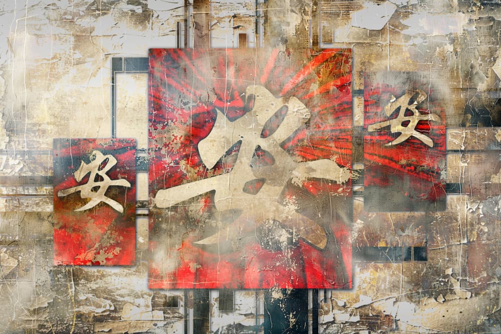Golden Peace Calligraphy by Rafal Kulik — canvas wall art