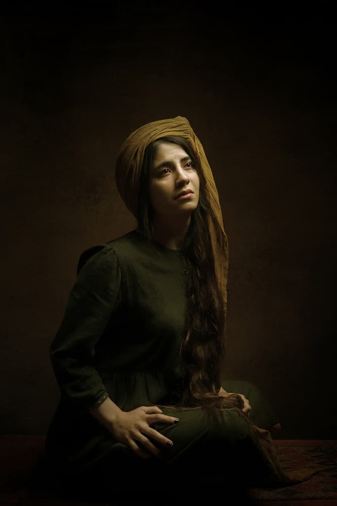 Pensive Woman Headscarf by Moein Hasheminasab — canvas wall art