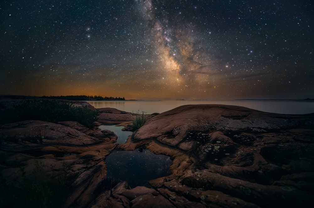 Milky Way Shore Reflection by Ben.C.L — canvas wall art