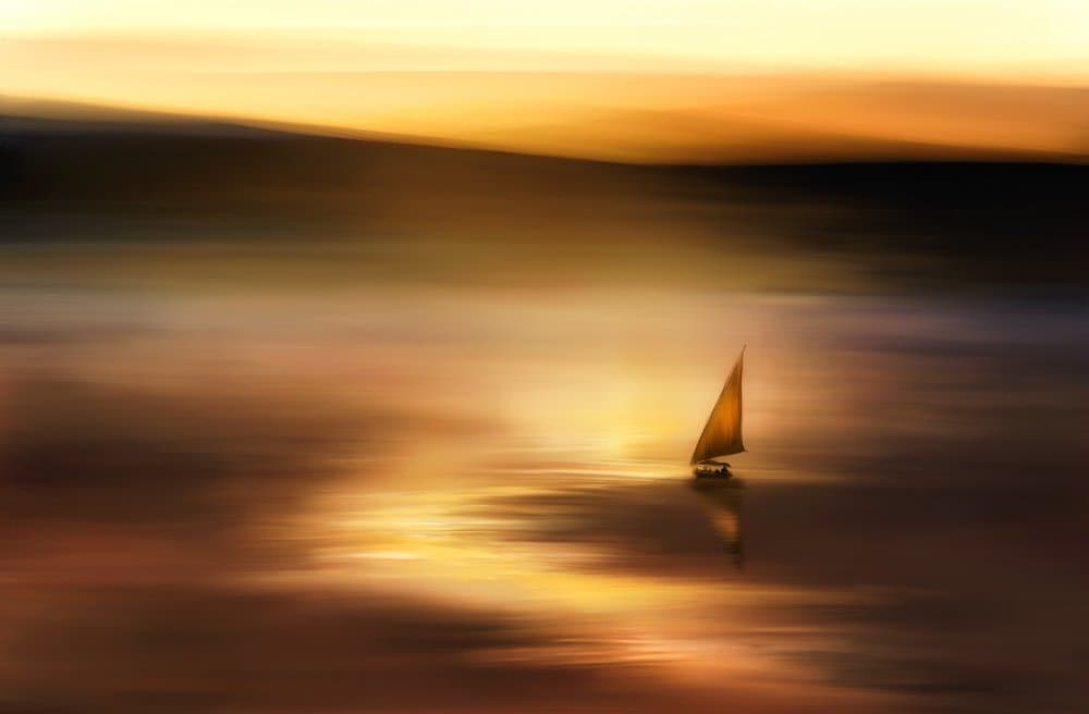 Serene Sunset Sailboat by Charlaine Gerber — canvas wall art