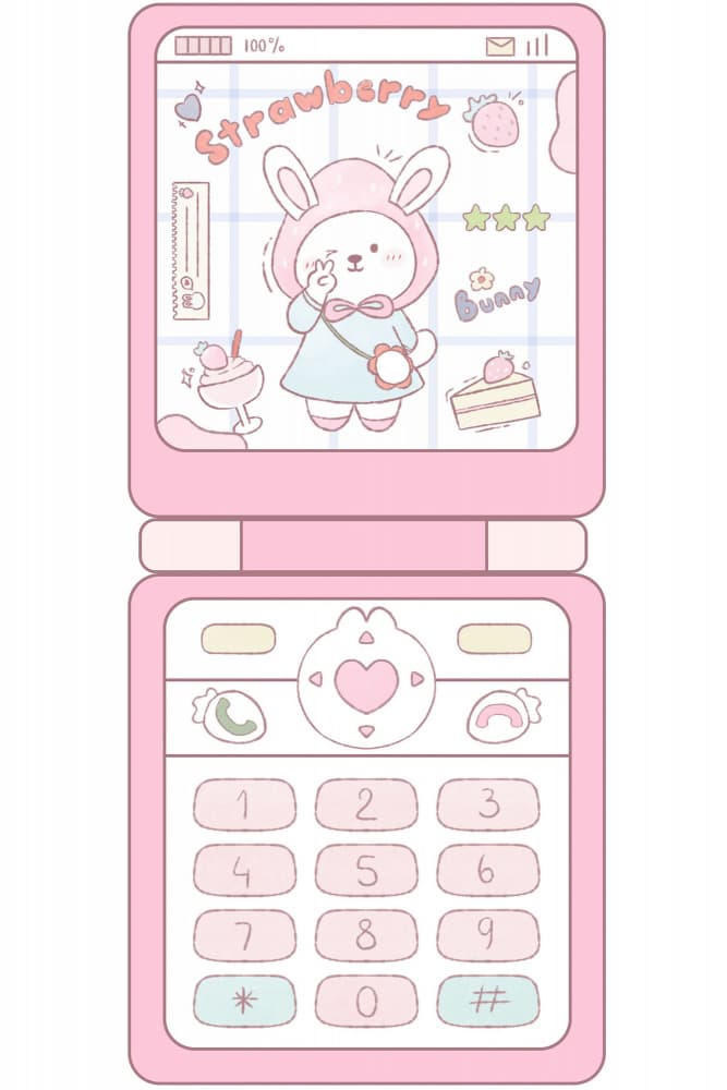 Cute Strawberry Flip Phone by Xuan Thai — canvas wall art