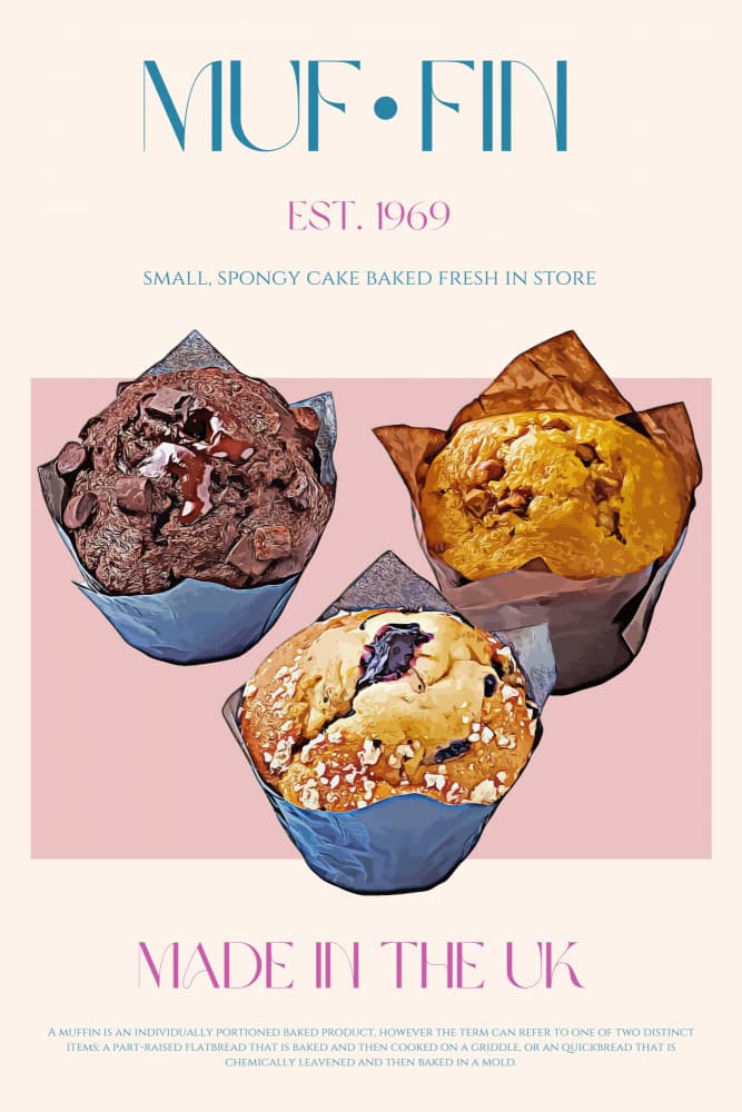 Retro Bakery Muffins by Nazma Khokhar — canvas wall art
