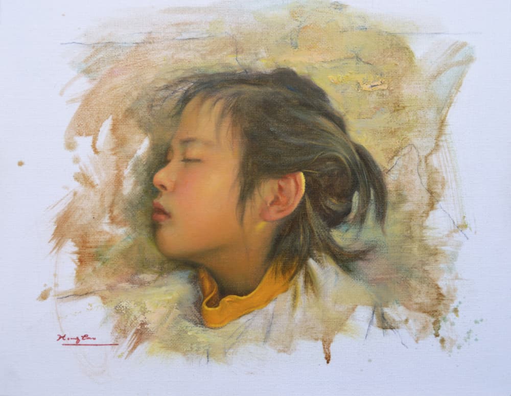 Sleepy Child Portrait by Hongtao Huang — canvas wall art