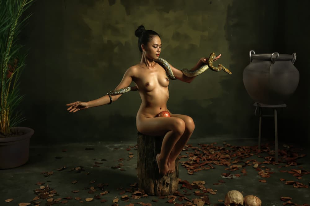 Serpent and Forbidden Fruit by Agus Adriana — canvas wall art