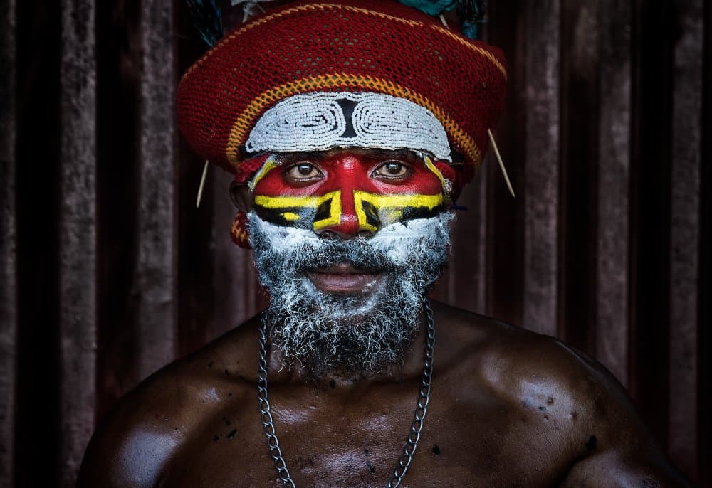 Vibrant Tribal Portrait by Joxe Inazio Kuesta Garmendia — canvas wall art
