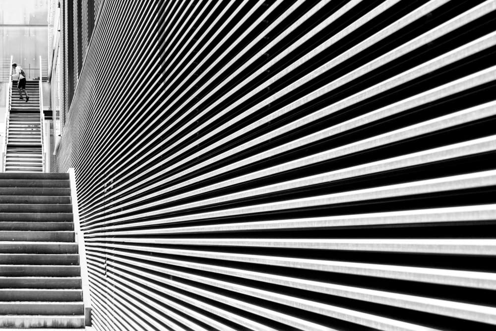 Modern Striped Stairs by Laura Mexia — canvas wall art