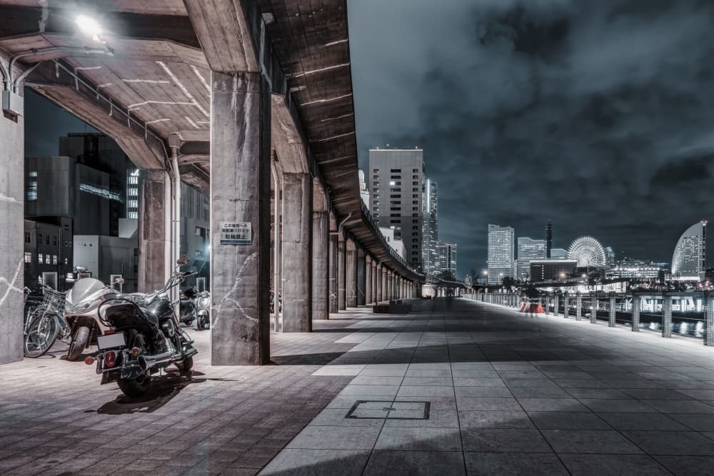 Yokohama Night View by Tomoshi Hara — canvas wall art