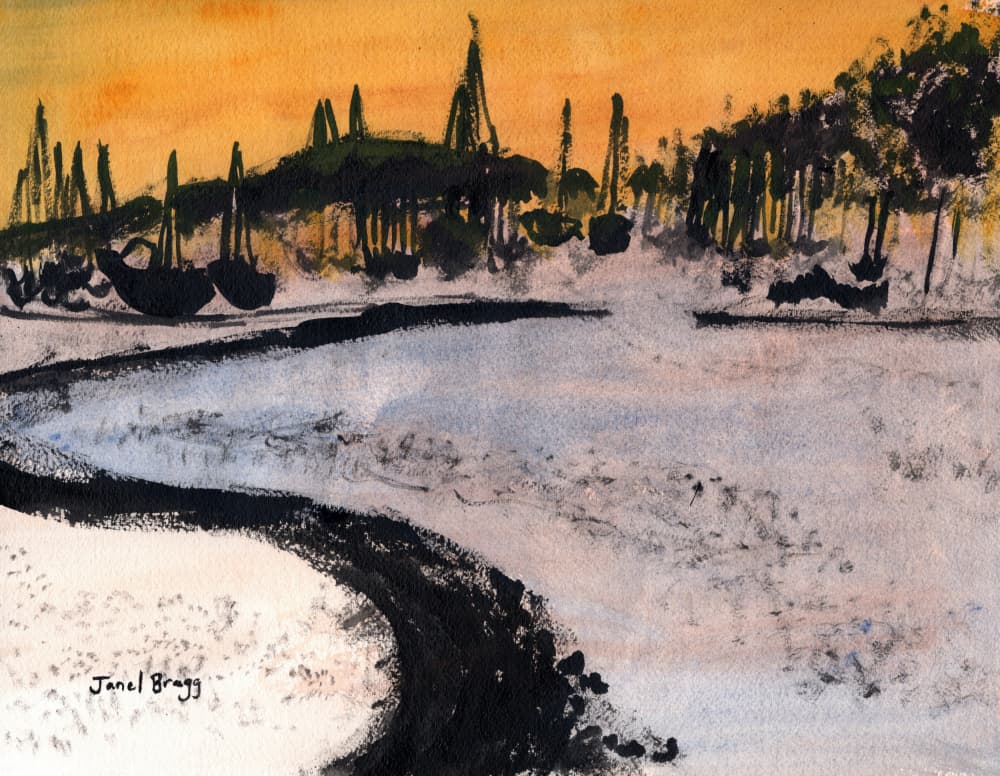 Golden River Sunset by Janel Bragg — canvas wall art