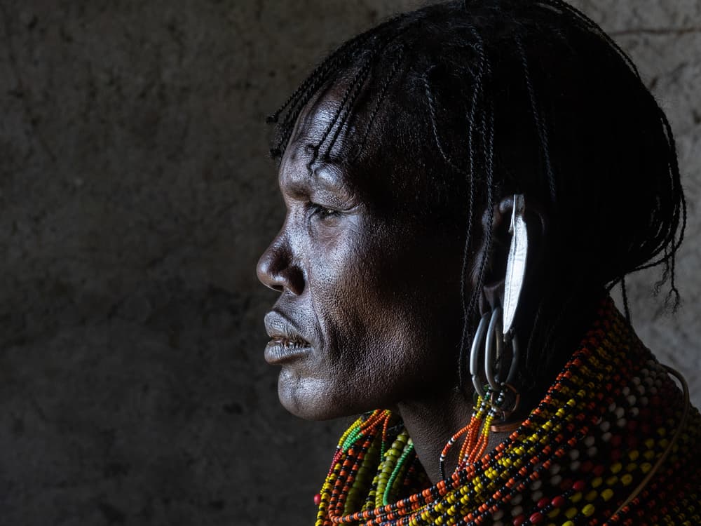 Beaded African Profile by Elena Molina — canvas wall art