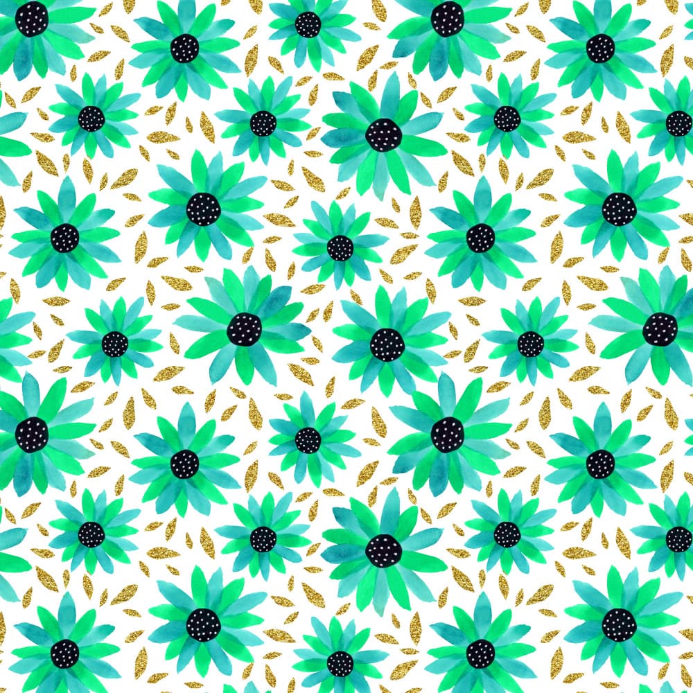 Whimsical Teal Blooms by Michele Channell — canvas wall art