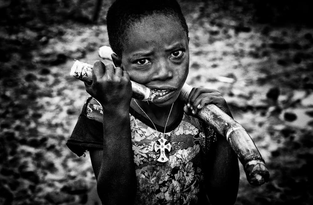Young Boy With Sugarcane by Joxe Inazio Kuesta Garmendia — canvas wall art