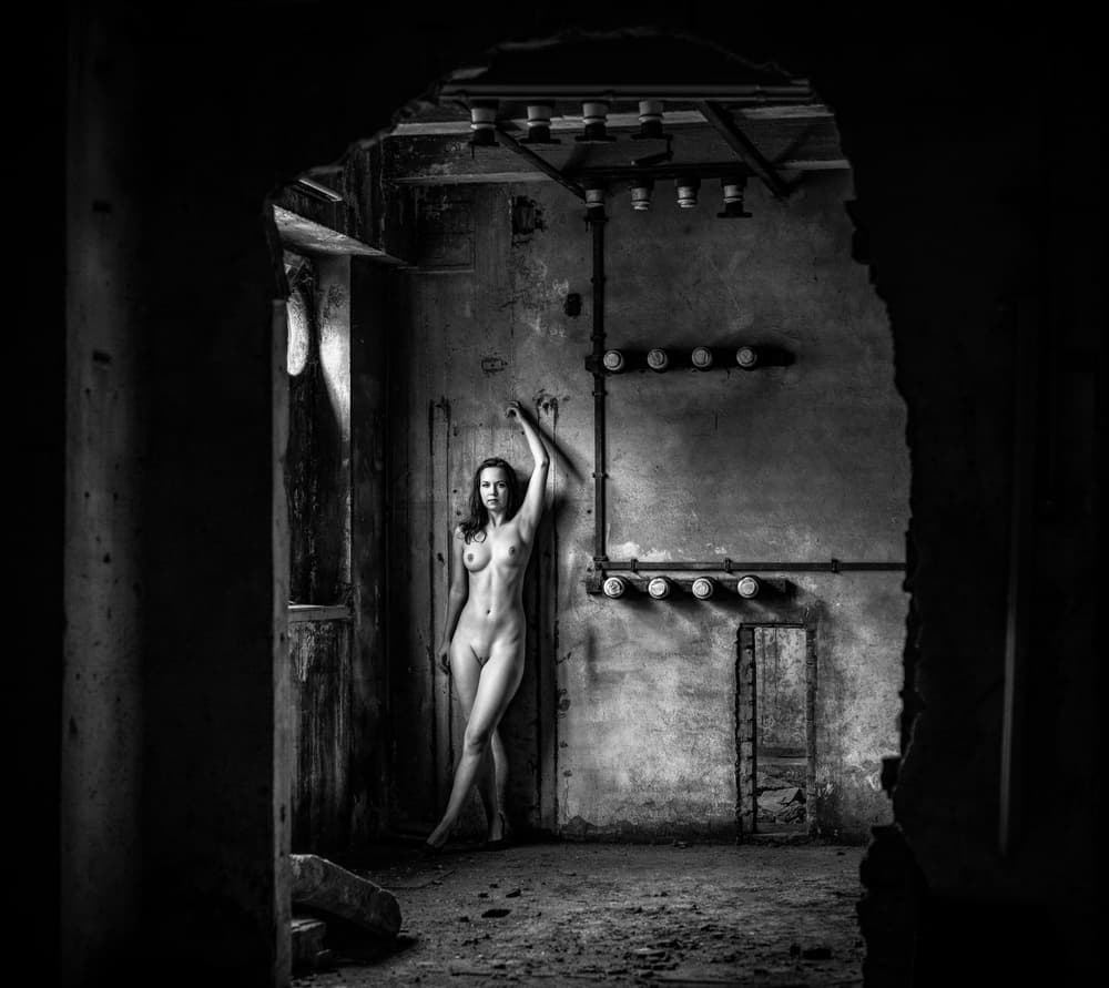Nude Woman Industrial Decay by Luc Stalmans — canvas wall art