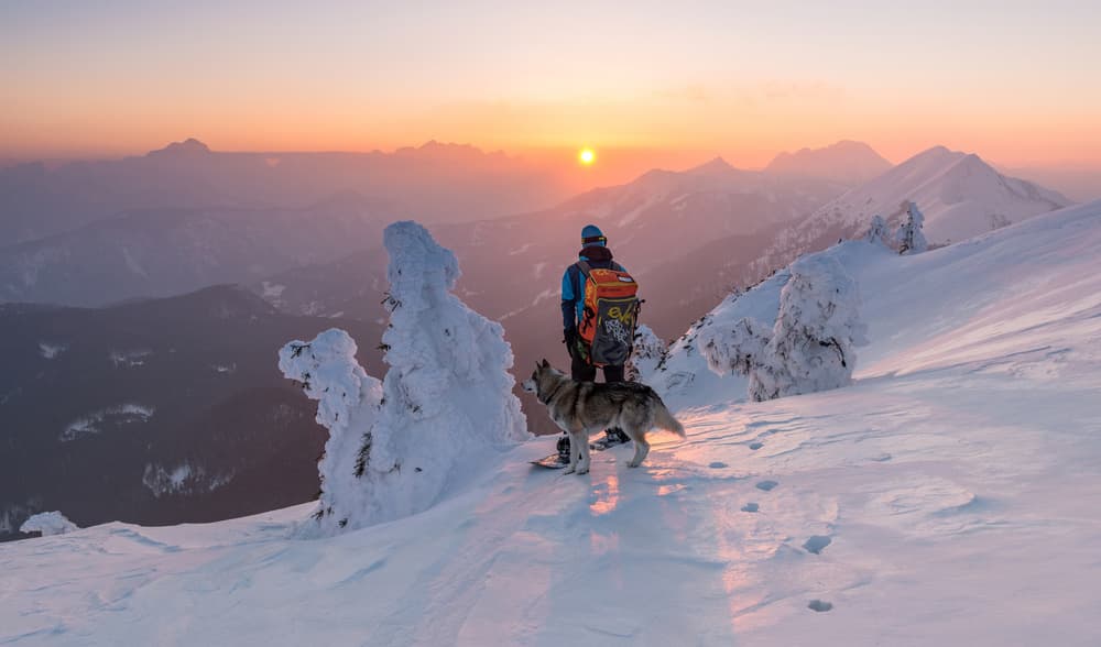 Snowy Mountain Adventure Duo by Ales Krivec — canvas wall art