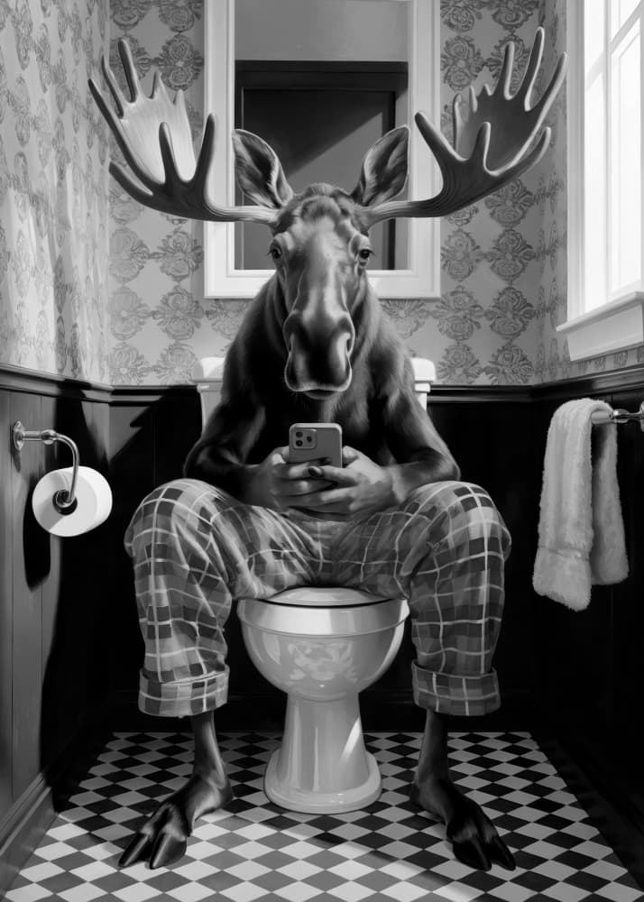 Moose Bathroom Break by Andreas Magnusson — canvas wall art