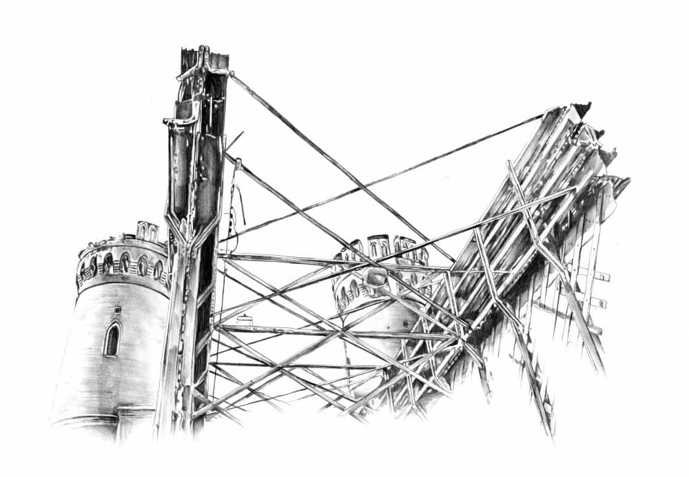 Deconstructed Castle Drawing by Kulik — canvas wall art