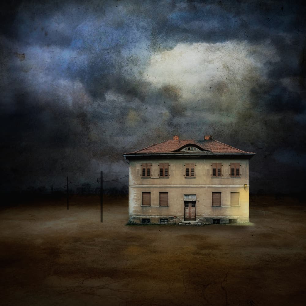 Lonely House Stormy Sky by Hans Günther — canvas wall art