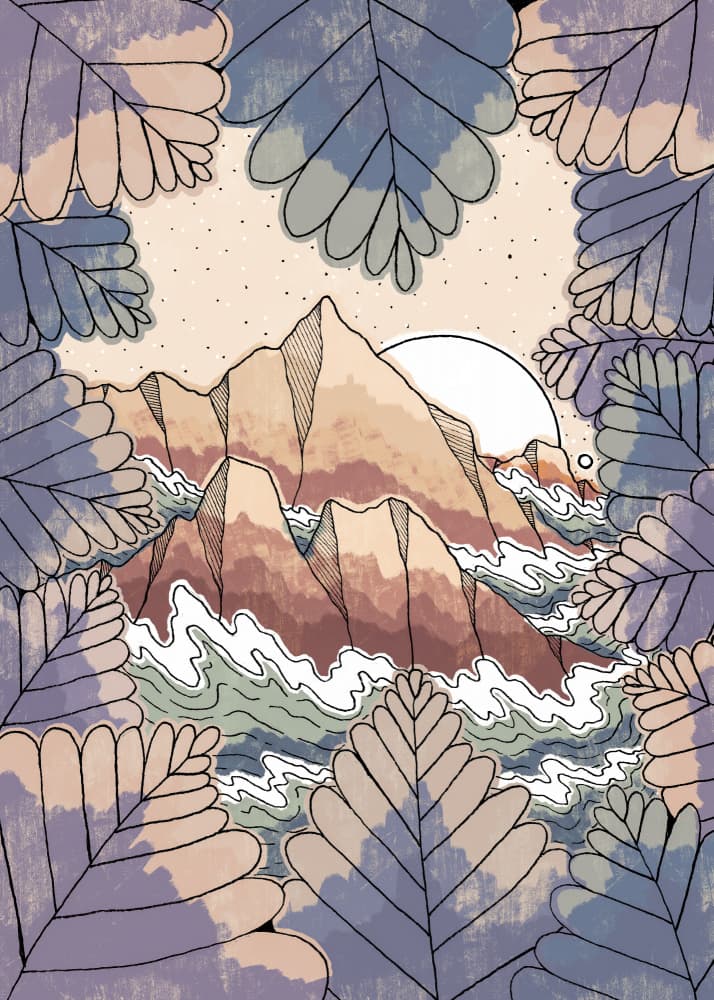 Framed Mountain Ocean by Stephen Wade — canvas wall art