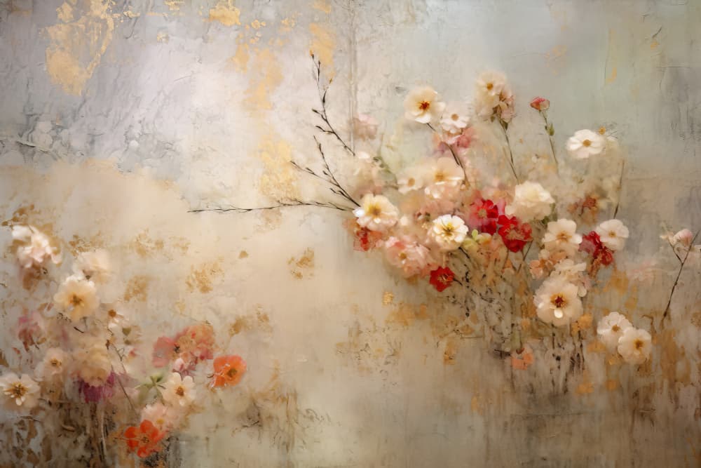 Delicate Gold Blossoms by Bilge Paksoylu — canvas wall art