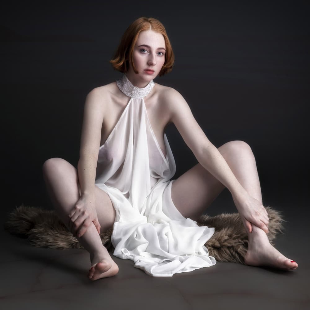 Serene Redhead in White by Jan Slotboom — canvas wall art