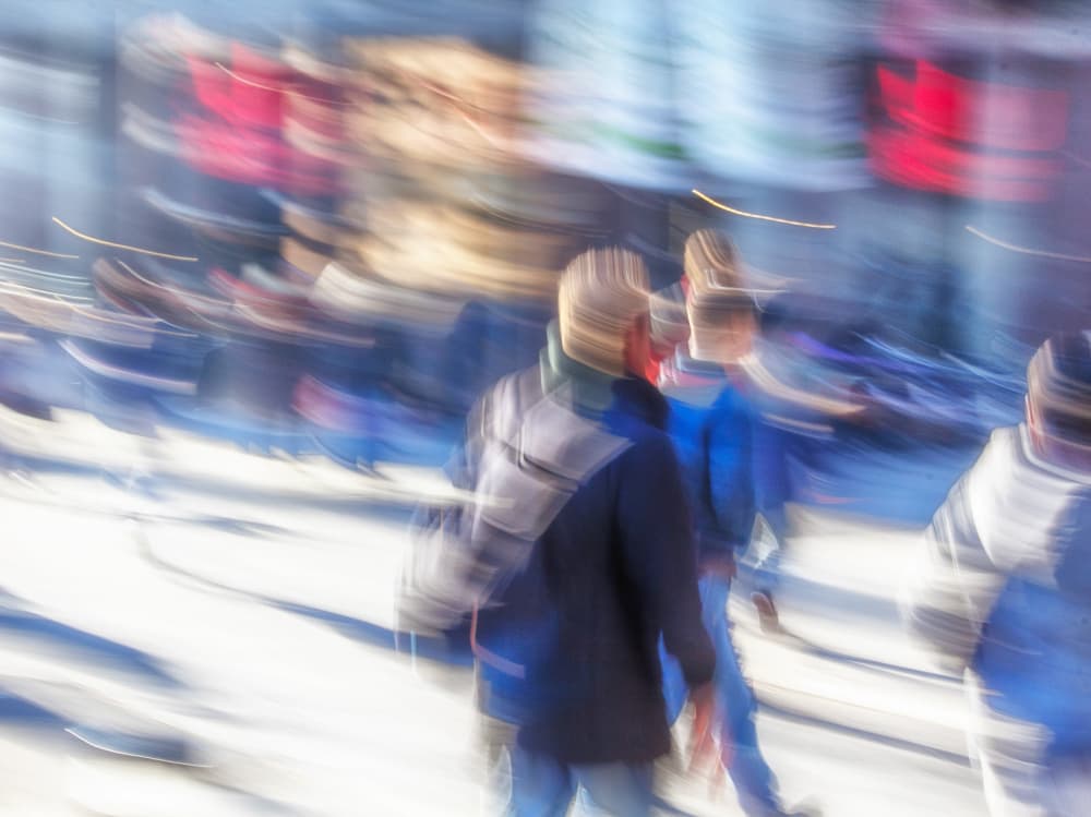 Blurred City Life by Jef Flour — canvas wall art