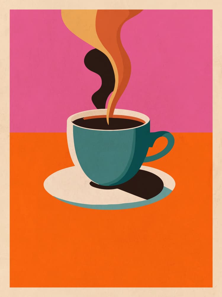 Steaming Coffee Cup by WallChart Art Studio — canvas wall art