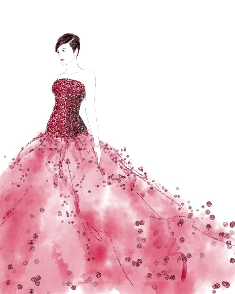 Sparkling Red Gown by Rosana Laiz Blursbyai — canvas wall art