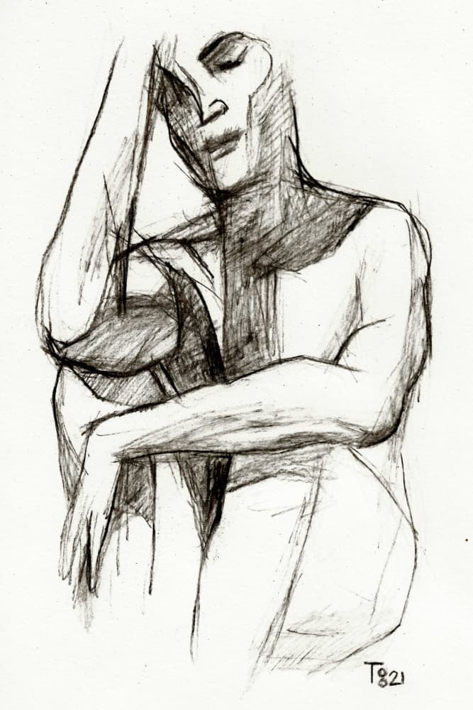 Pensive Figure Drawing by Tore Bahnson — canvas wall art