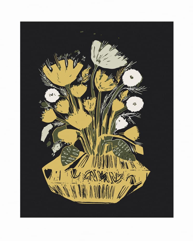Rustic Golden Flowers by Sarah Fitzgerald — canvas wall art