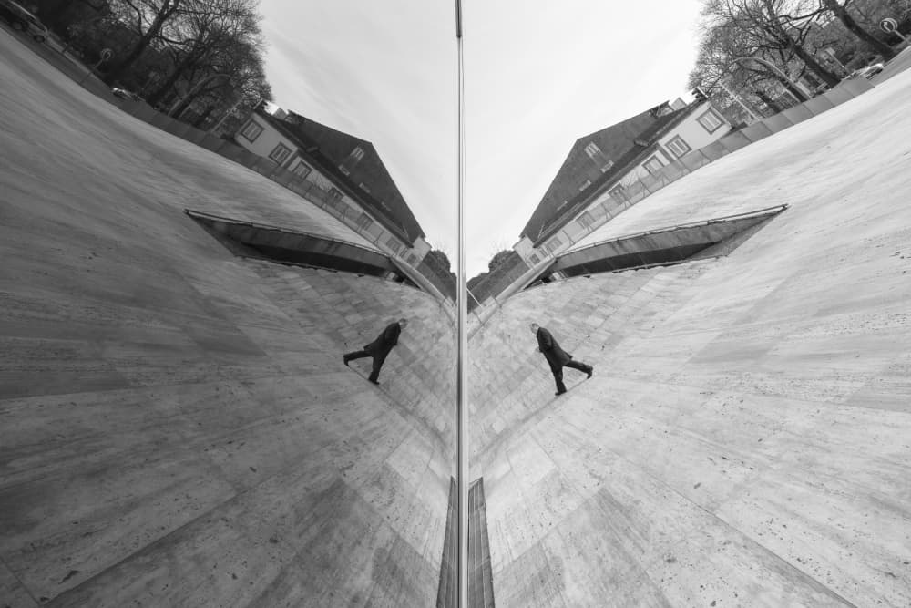 Mirrored Urban Walk by Filipe P Neto — canvas wall art