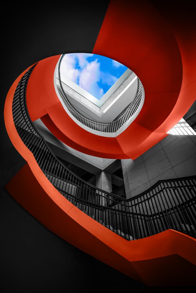 Vibrant Architectural Spiral by Catherine Wang — canvas wall art