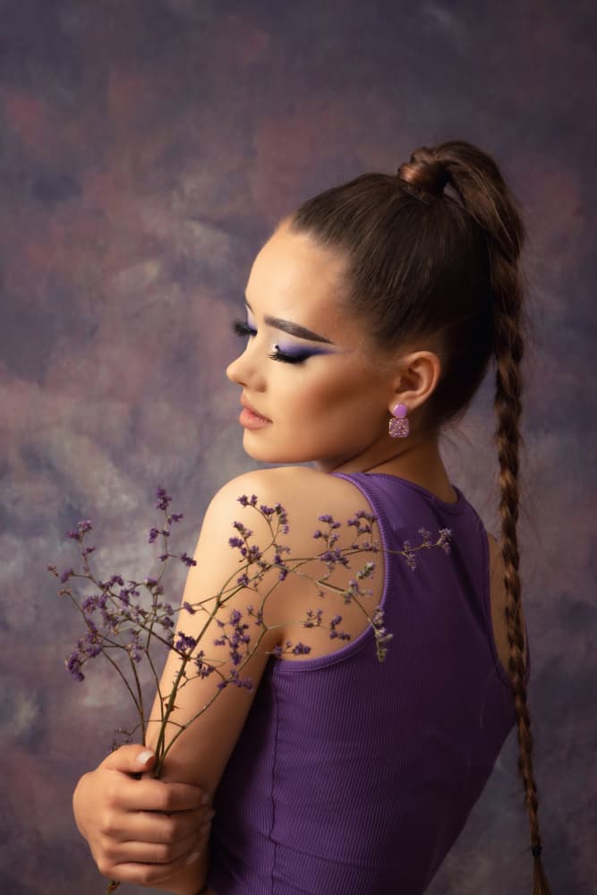 Purple Floral Portrait by Mihai Bogdan R — canvas wall art
