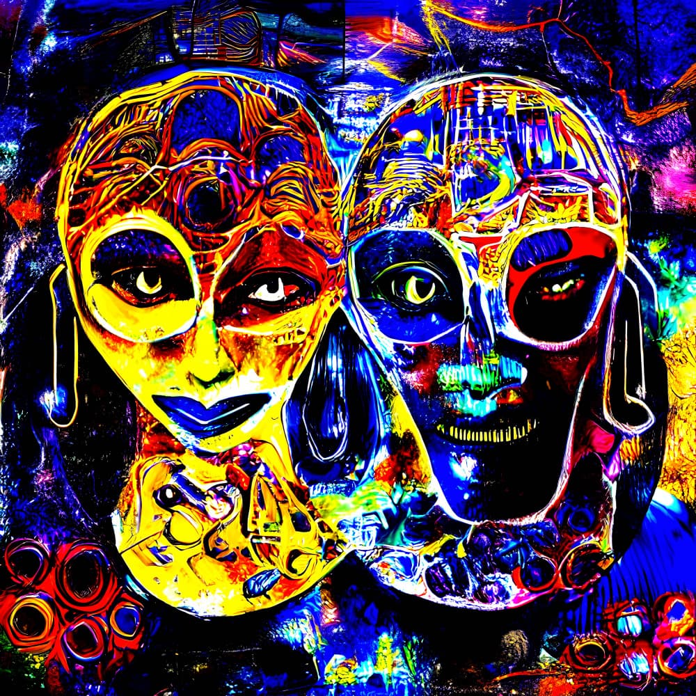 Vibrant Abstract Faces by mnemonixART — canvas wall art