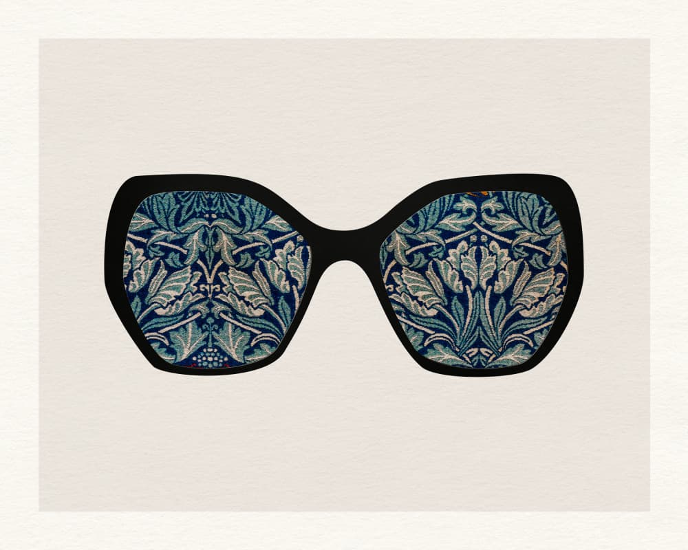 Blue Botanical Sunglasses by Wild Violets — canvas wall art