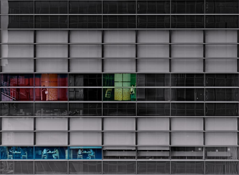 Colorful Office Windows by moucorn — canvas wall art